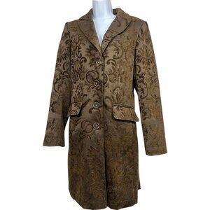 Vtg Women Brocade Coat Sz S Brown Midi Floral Tapestry Classic Steampunk‎ Gothic